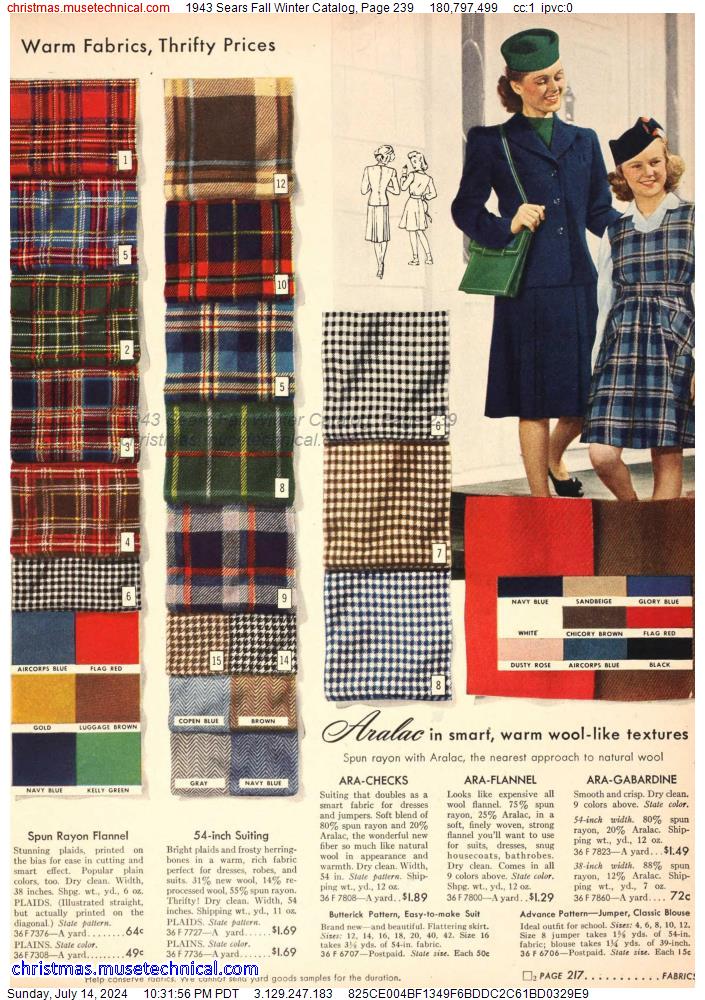 1943 Sears Fall Winter Catalog, Page 239