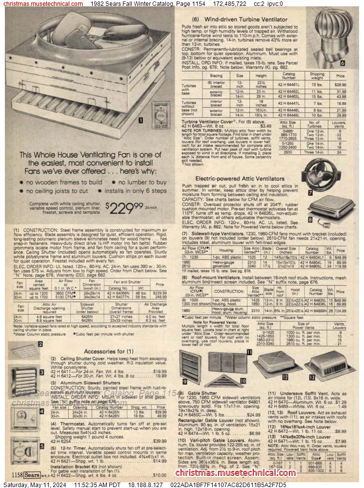 1982 Sears Fall Winter Catalog, Page 1154