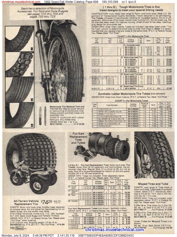 1982 Sears Fall Winter Catalog, Page 698