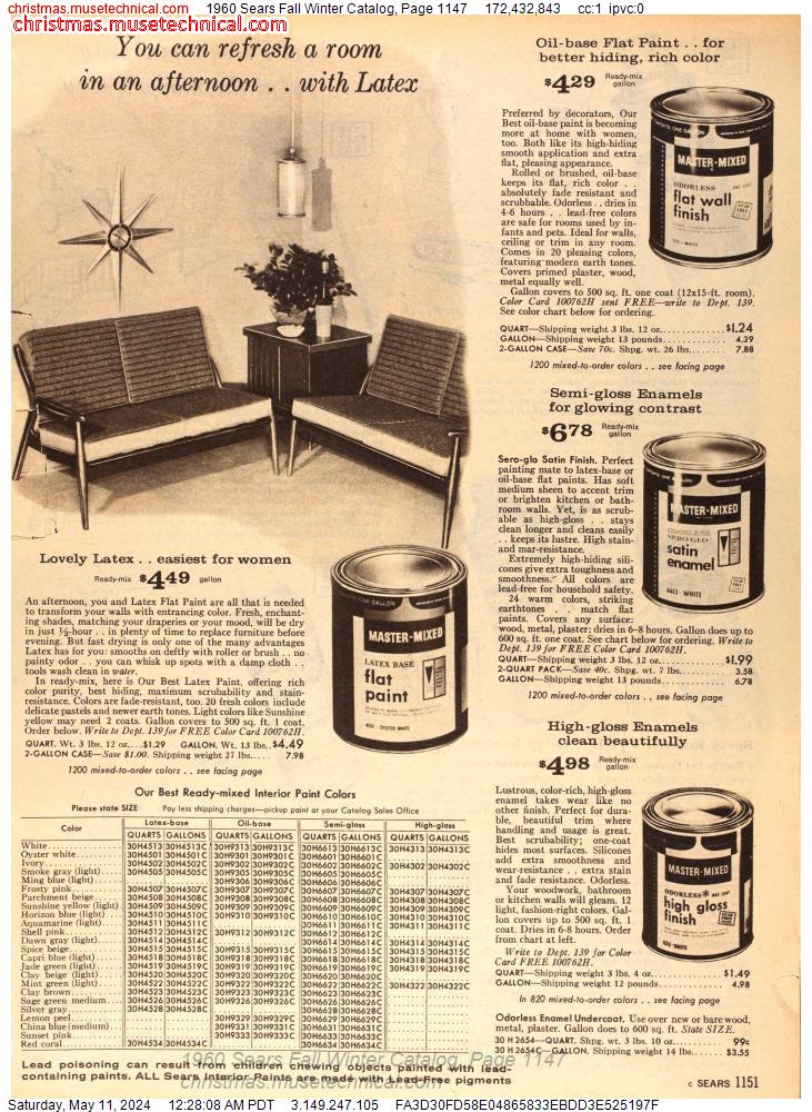 1960 Sears Fall Winter Catalog, Page 1147