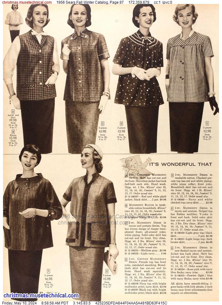 1956 Sears Fall Winter Catalog, Page 87