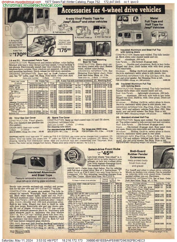 1977 Sears Fall Winter Catalog, Page 752