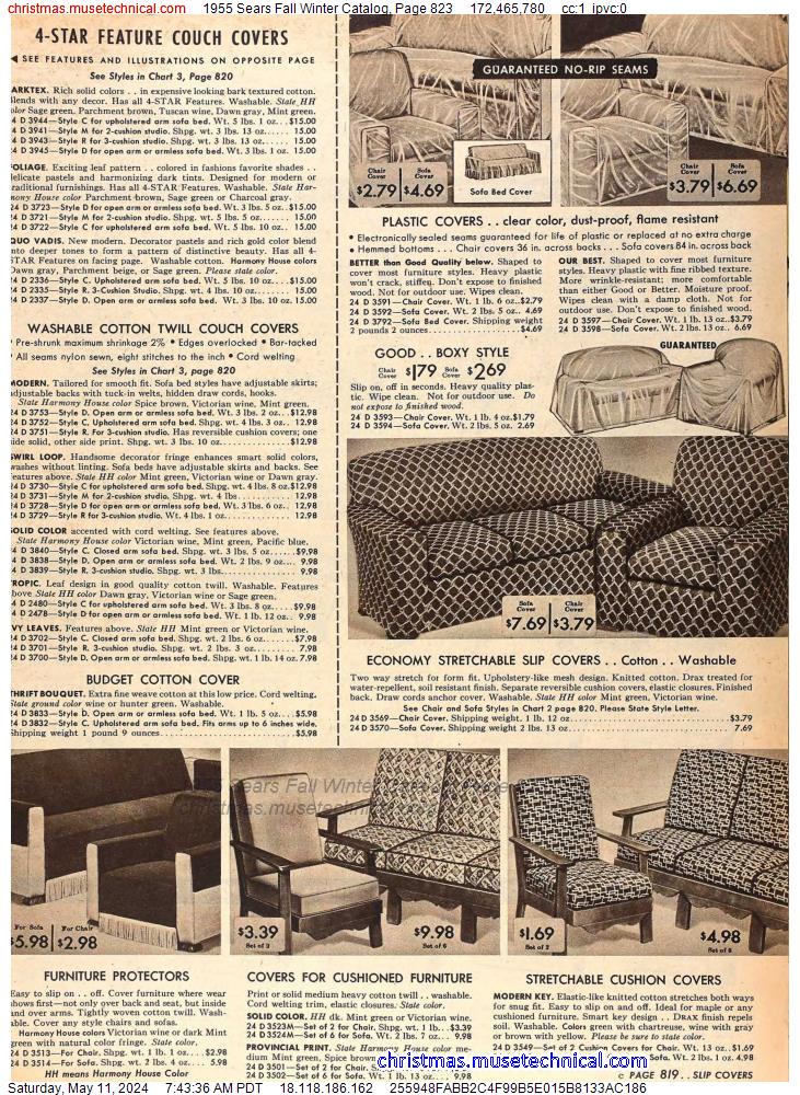 1955 Sears Fall Winter Catalog, Page 823