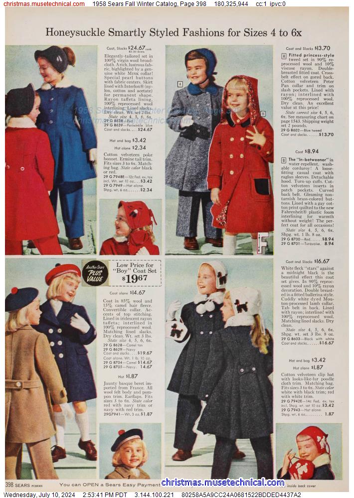 1958 Sears Fall Winter Catalog, Page 398