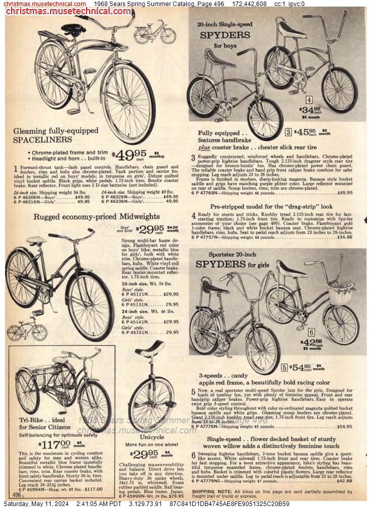 1968 Sears Spring Summer Catalog, Page 496