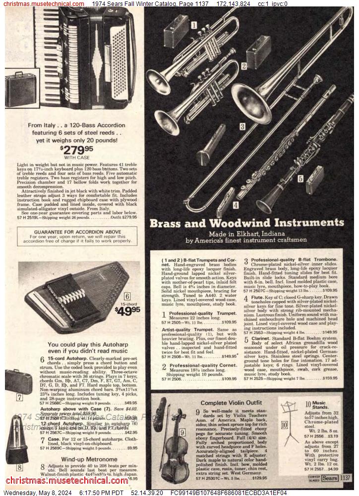 1974 Sears Fall Winter Catalog, Page 1137
