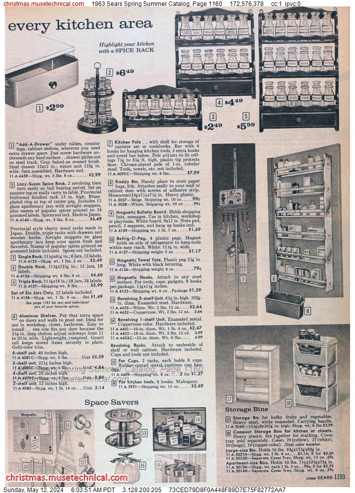 1963 Sears Spring Summer Catalog, Page 1160