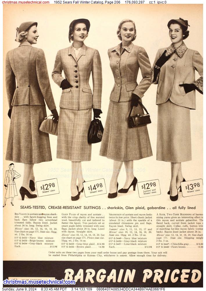 1952 Sears Fall Winter Catalog, Page 206
