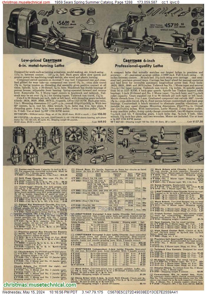 1959 Sears Spring Summer Catalog, Page 1288