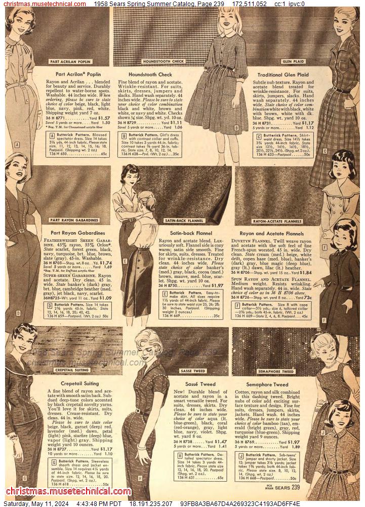 1958 Sears Spring Summer Catalog, Page 239