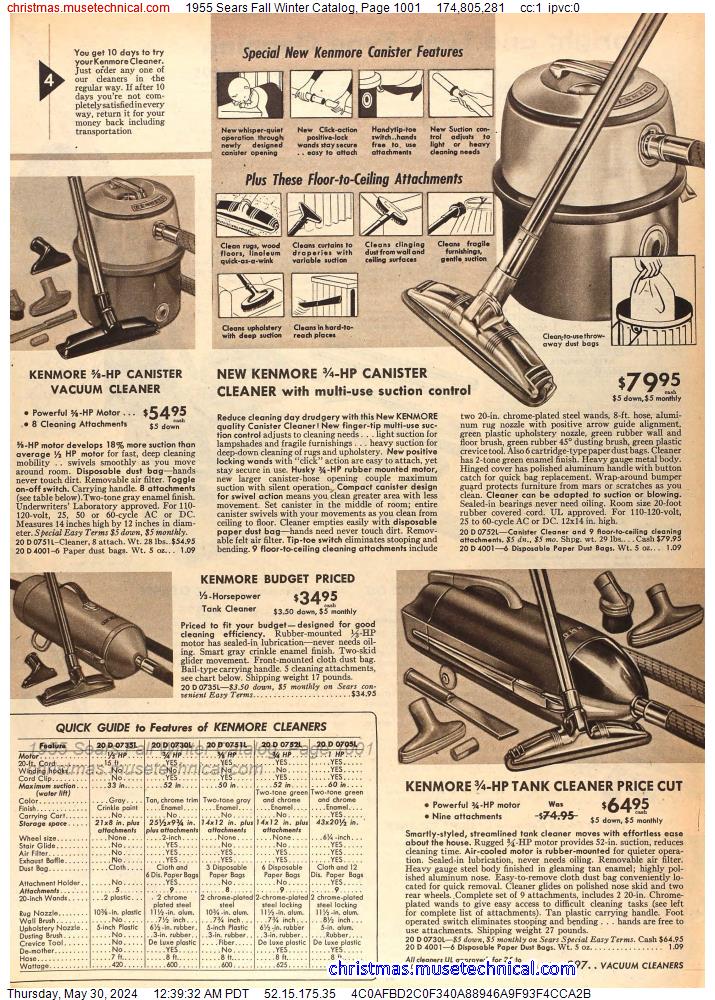 1955 Sears Fall Winter Catalog, Page 1001