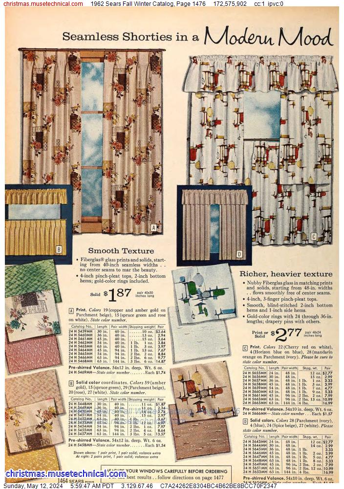 1962 Sears Fall Winter Catalog, Page 1476