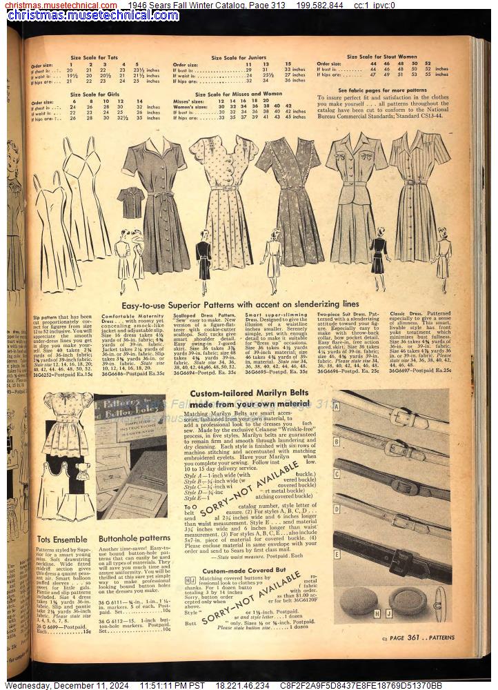 1946 Sears Fall Winter Catalog, Page 313