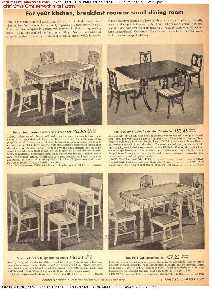 1944 Sears Fall Winter Catalog, Page 835