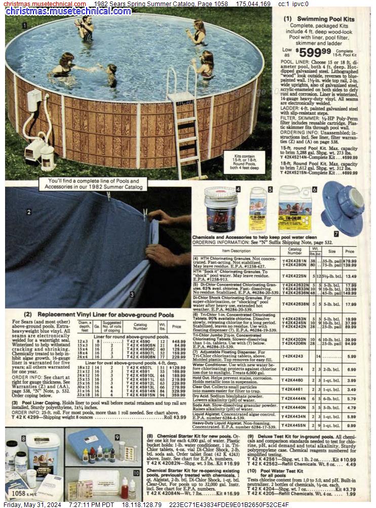 1982 Sears Spring Summer Catalog, Page 1058
