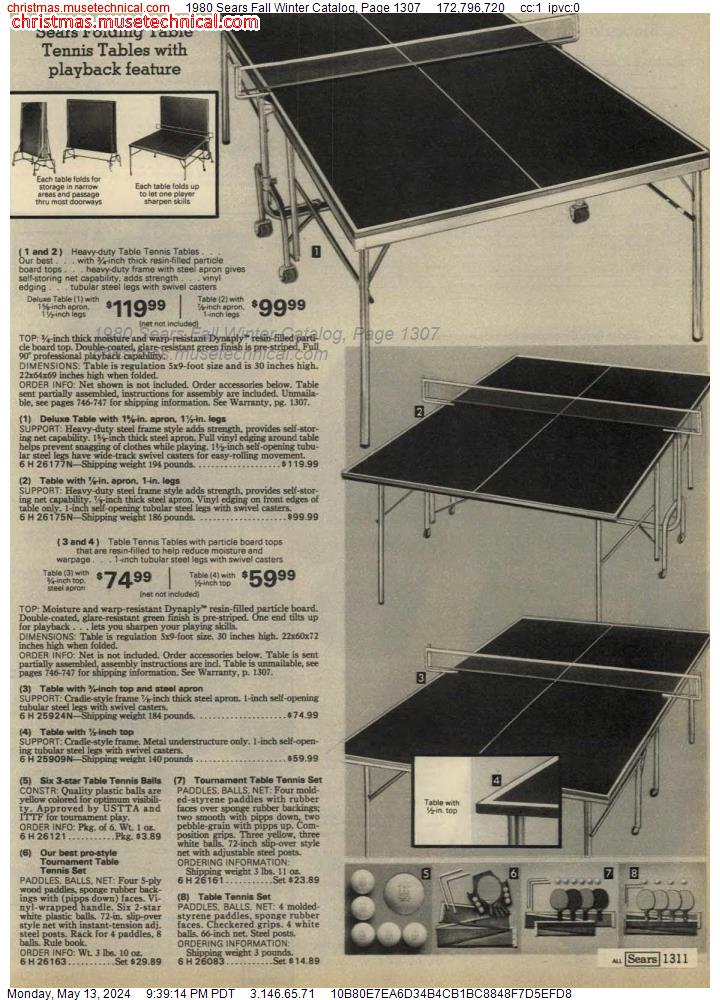 1980 Sears Fall Winter Catalog, Page 1307