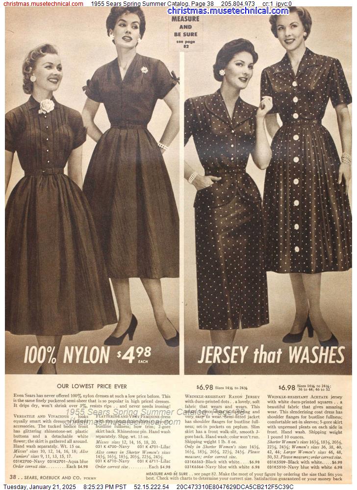 1955 Sears Spring Summer Catalog, Page 38