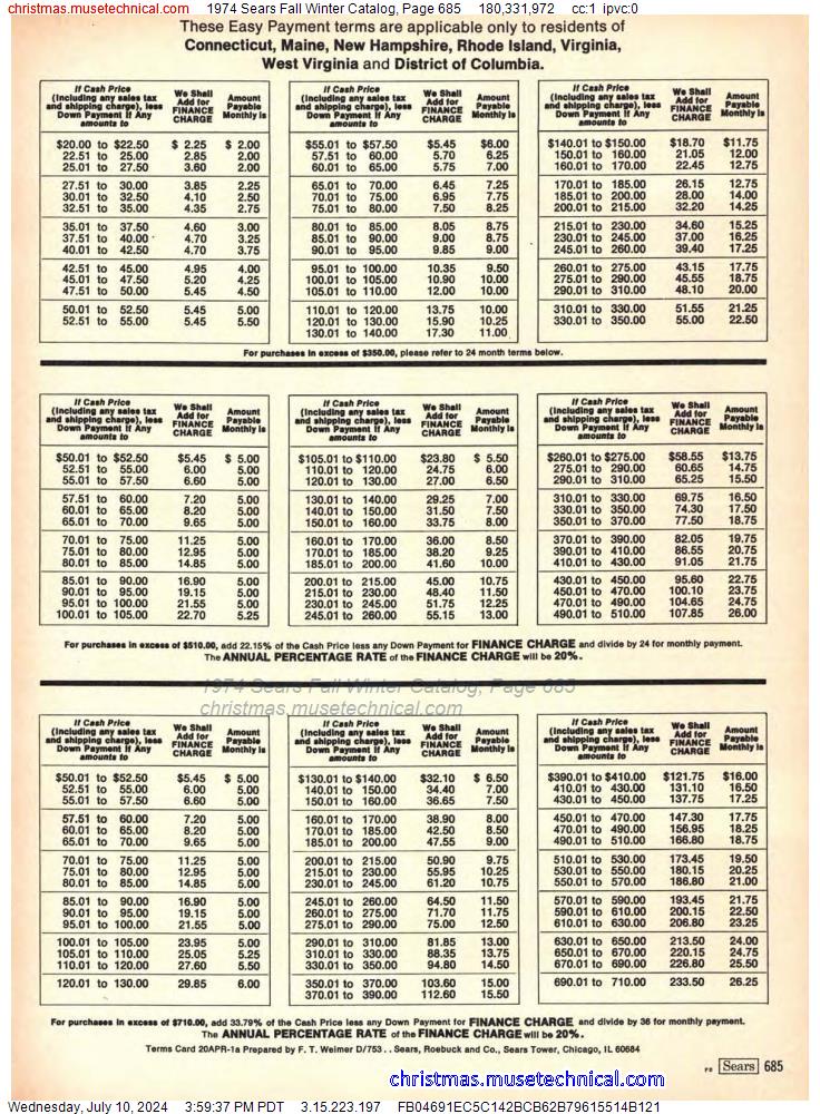 1974 Sears Fall Winter Catalog, Page 685