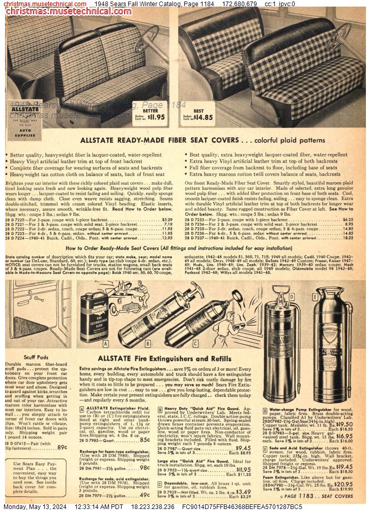 1948 Sears Fall Winter Catalog, Page 1184