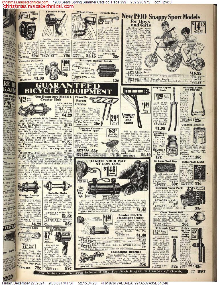 1930 Sears Spring Summer Catalog, Page 399