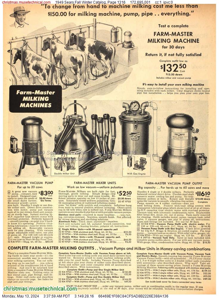 1949 Sears Fall Winter Catalog, Page 1316