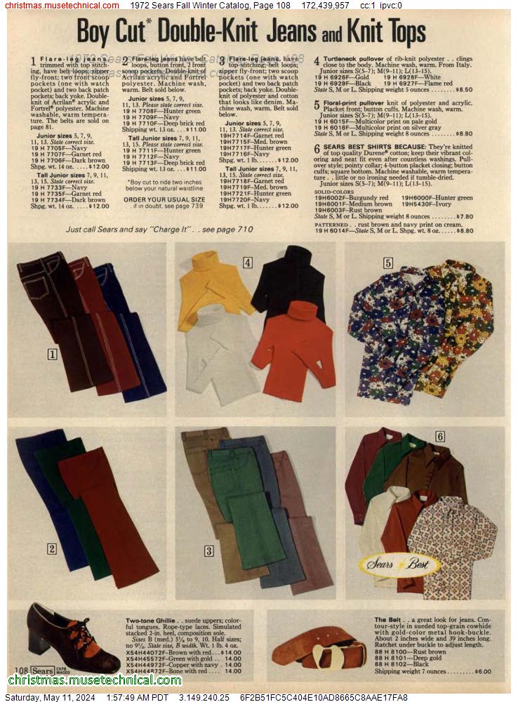 1972 Sears Fall Winter Catalog, Page 108
