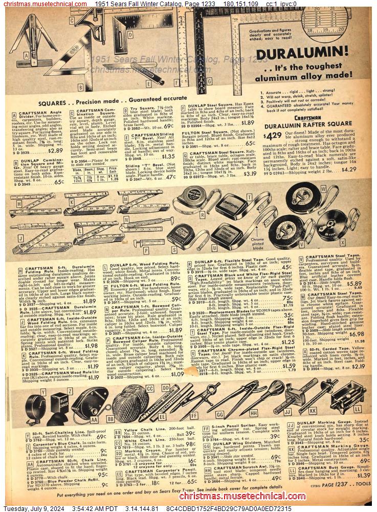 1951 Sears Fall Winter Catalog, Page 1233