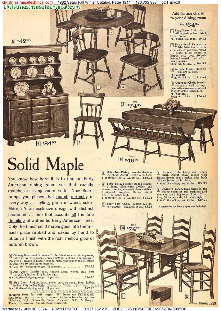 1962 Sears Fall Winter Catalog, Page 1311