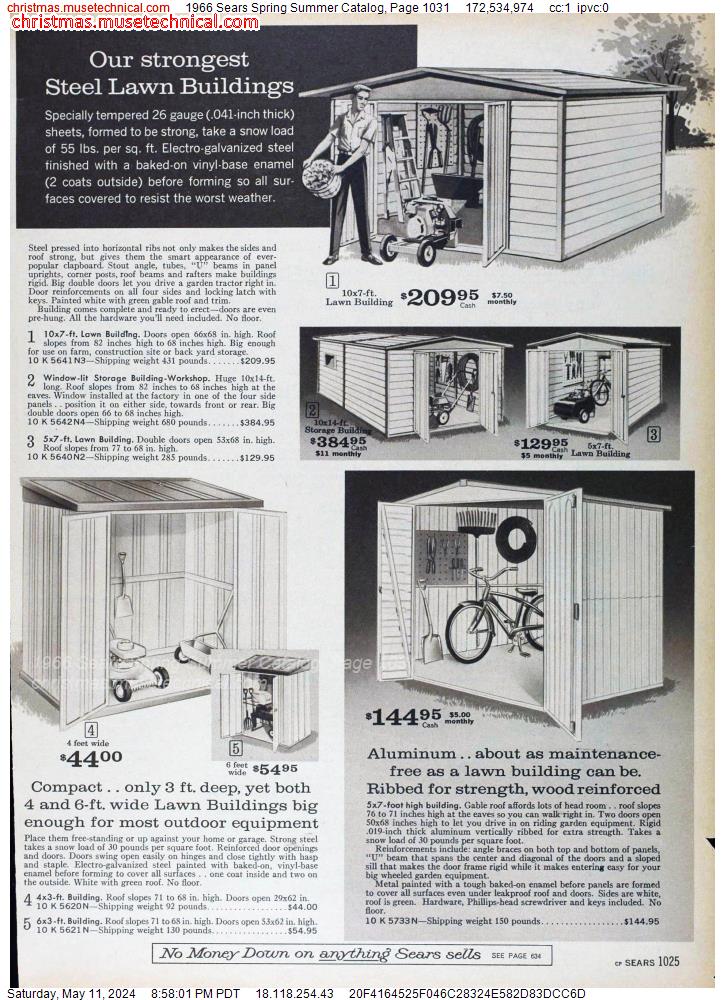 1966 Sears Spring Summer Catalog, Page 1031