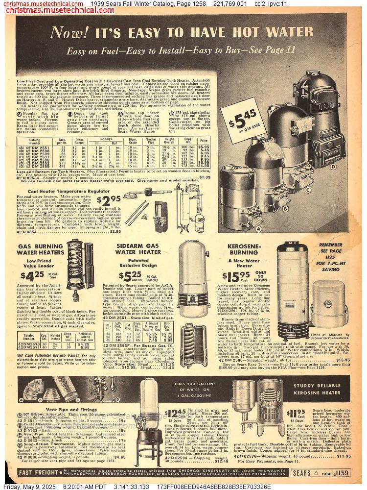 1939 Sears Fall Winter Catalog, Page 1258