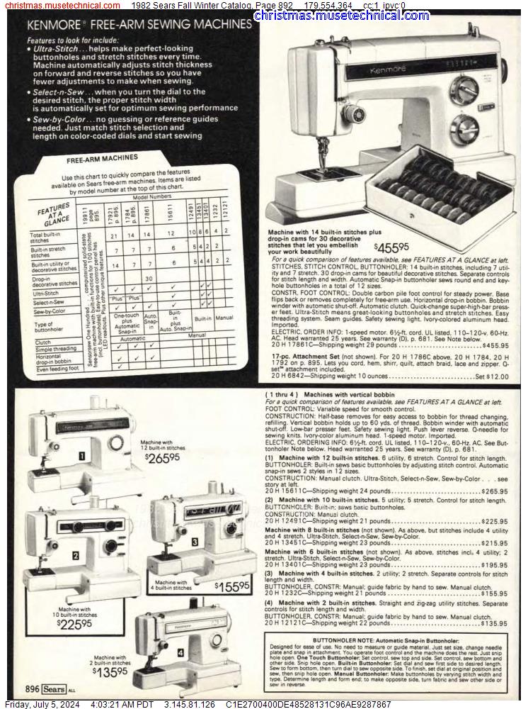 1982 Sears Fall Winter Catalog, Page 892