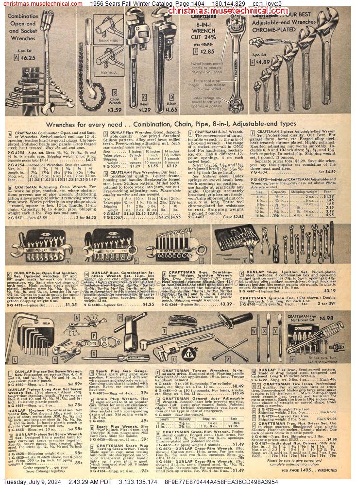 1956 Sears Fall Winter Catalog, Page 1404