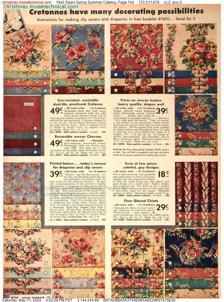 1942 Sears Spring Summer Catalog, Page 740