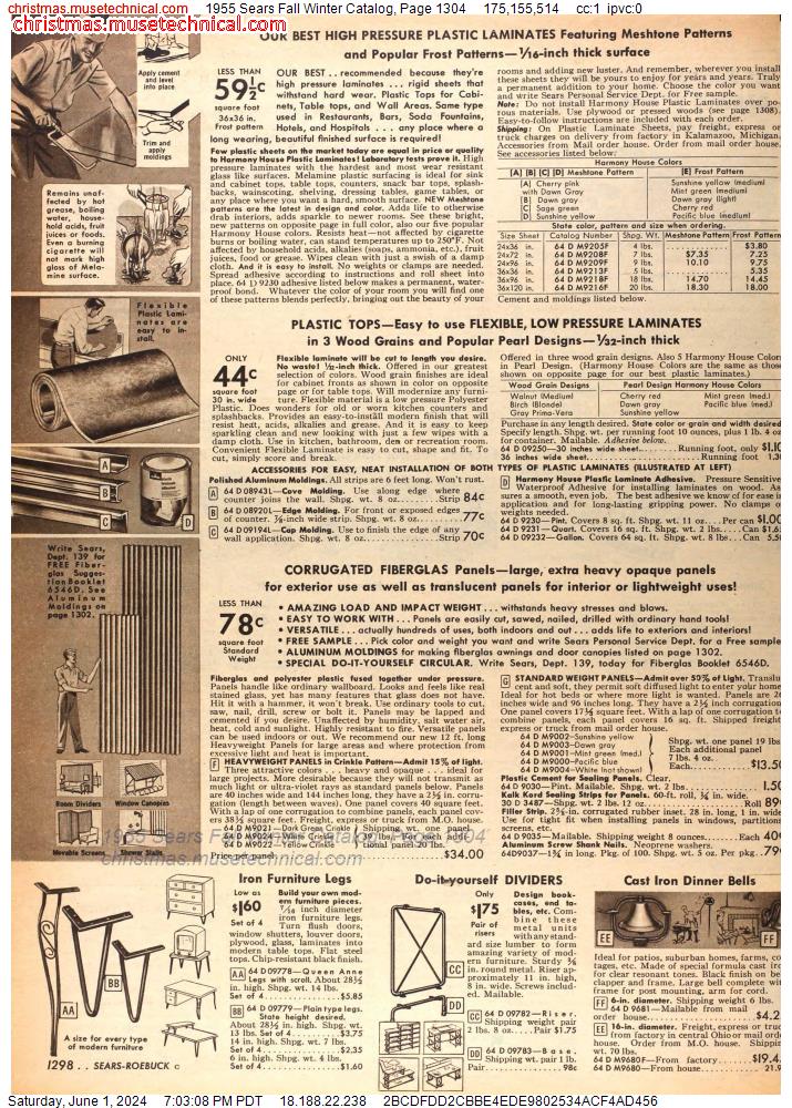 1955 Sears Fall Winter Catalog, Page 1304