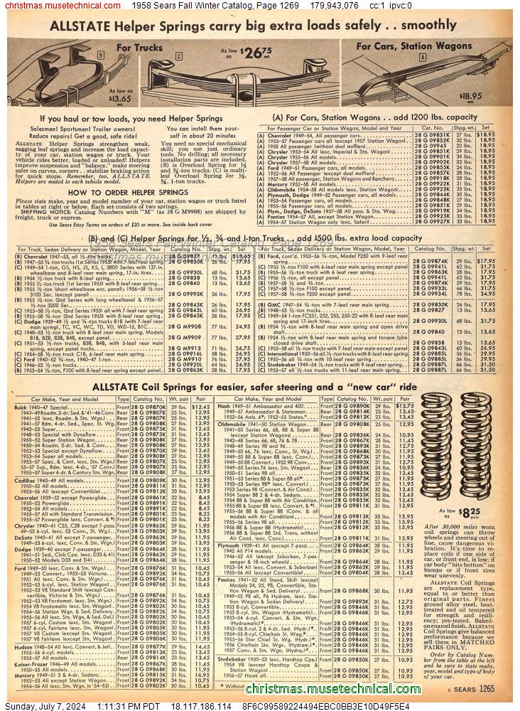 1958 Sears Fall Winter Catalog, Page 1269