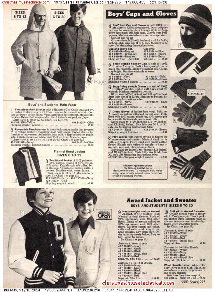 1973 Sears Fall Winter Catalog, Page 275