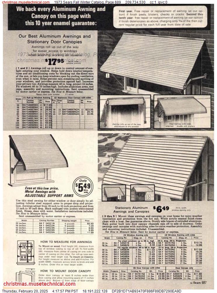 1973 Sears Fall Winter Catalog, Page 689