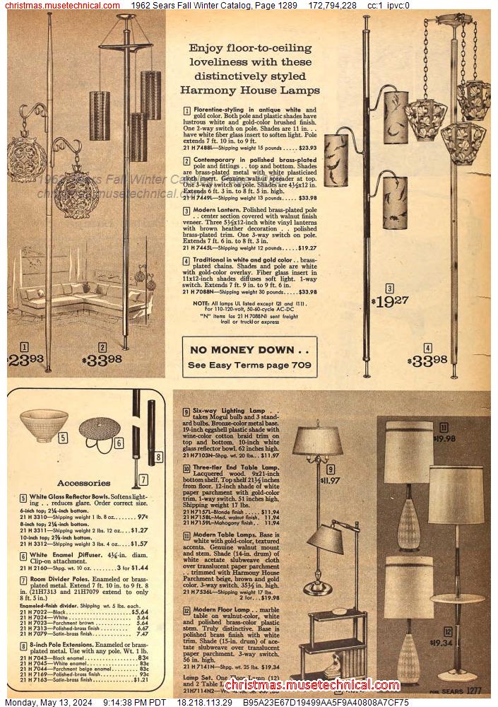 1962 Sears Fall Winter Catalog, Page 1289
