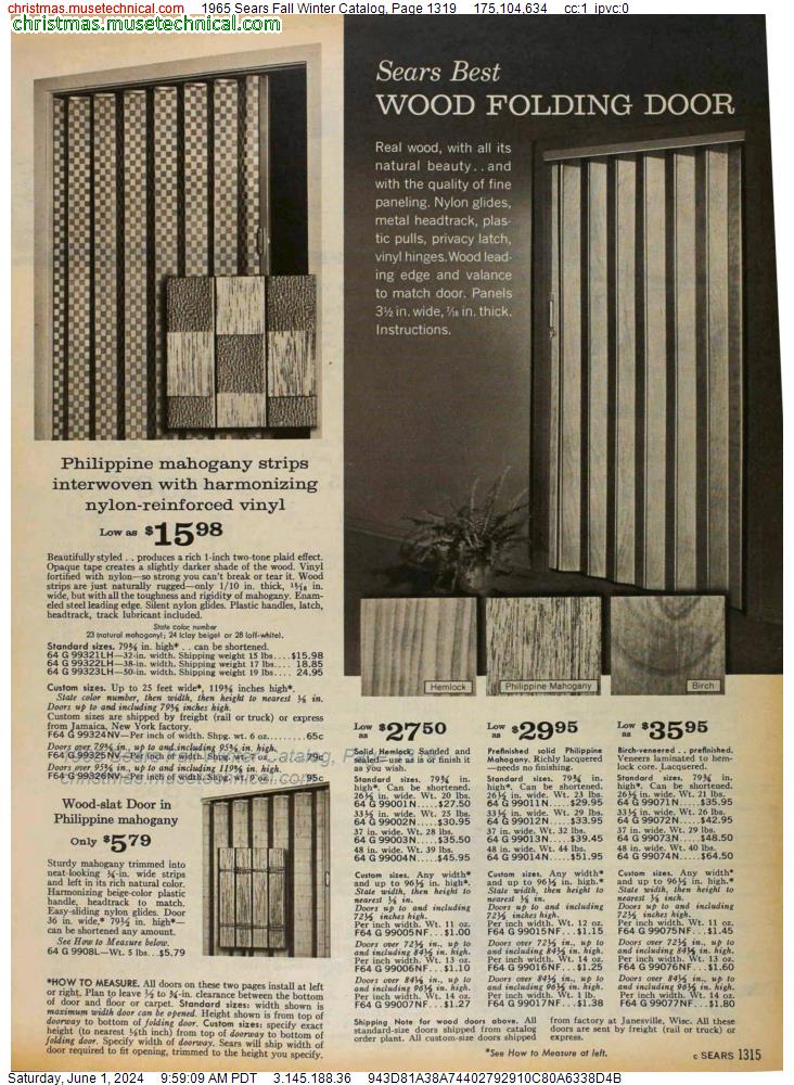 1965 Sears Fall Winter Catalog, Page 1319