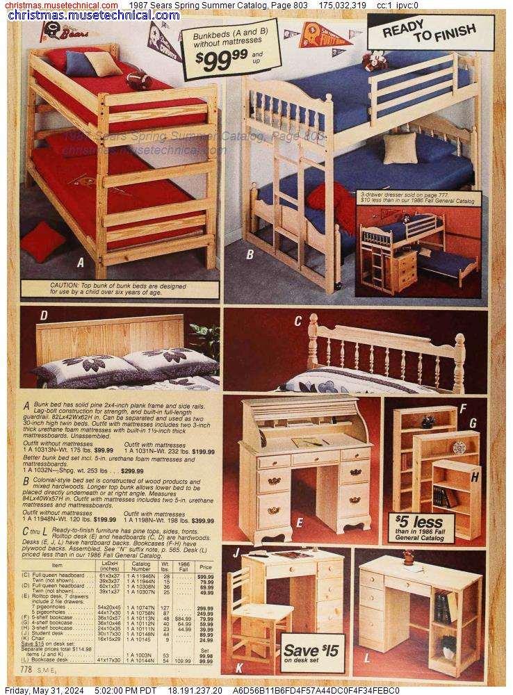 1987 Sears Spring Summer Catalog, Page 803