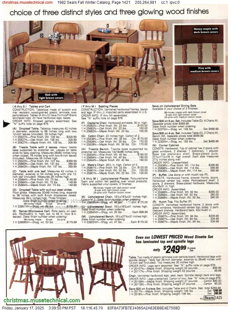 1982 Sears Fall Winter Catalog, Page 1421