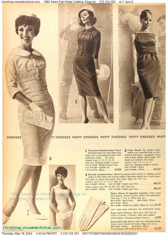 1962 Sears Fall Winter Catalog, Page 44