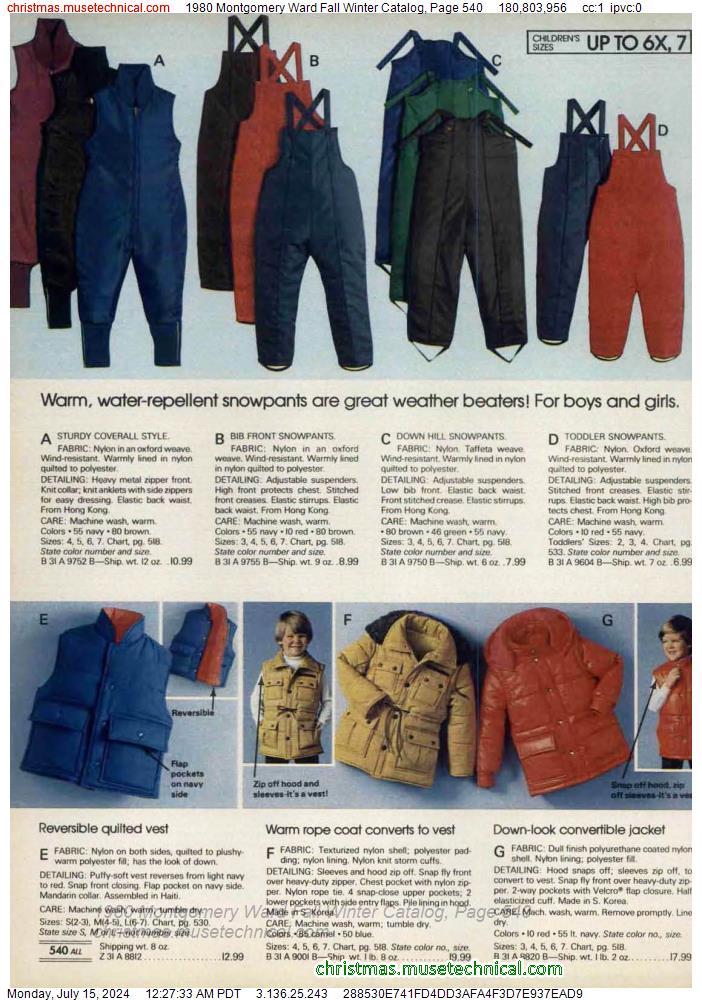 1980 Montgomery Ward Fall Winter Catalog, Page 540