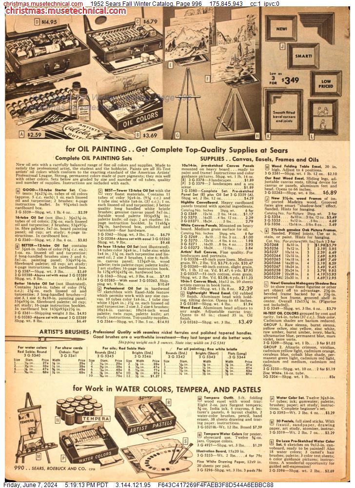 1952 Sears Fall Winter Catalog, Page 996