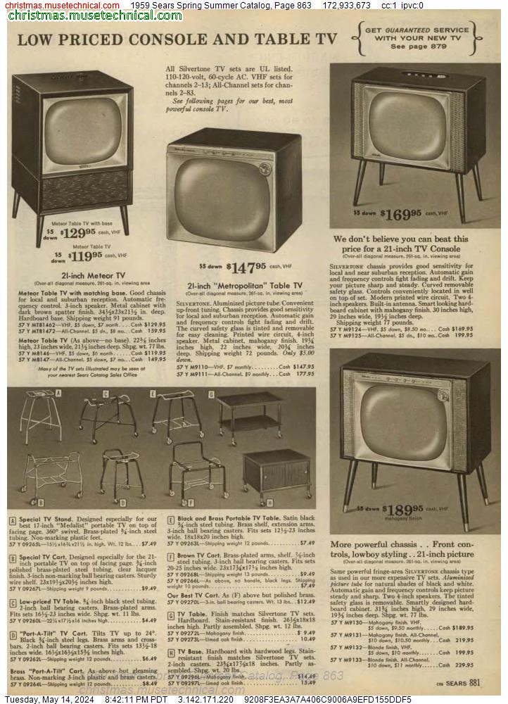 1959 Sears Spring Summer Catalog, Page 863