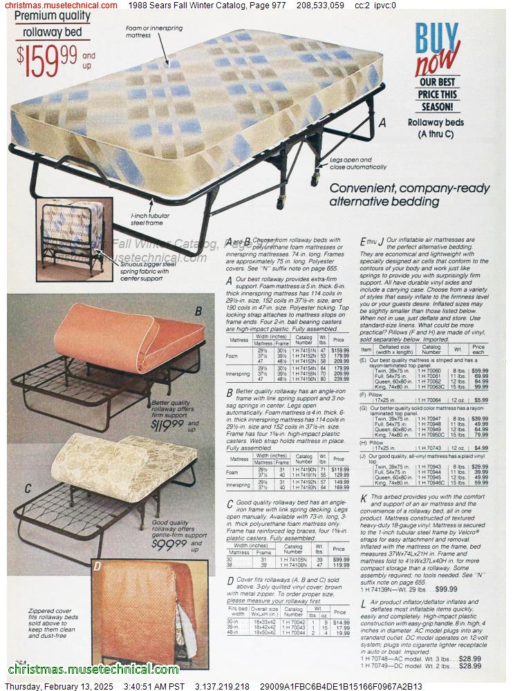 1988 Sears Fall Winter Catalog, Page 977