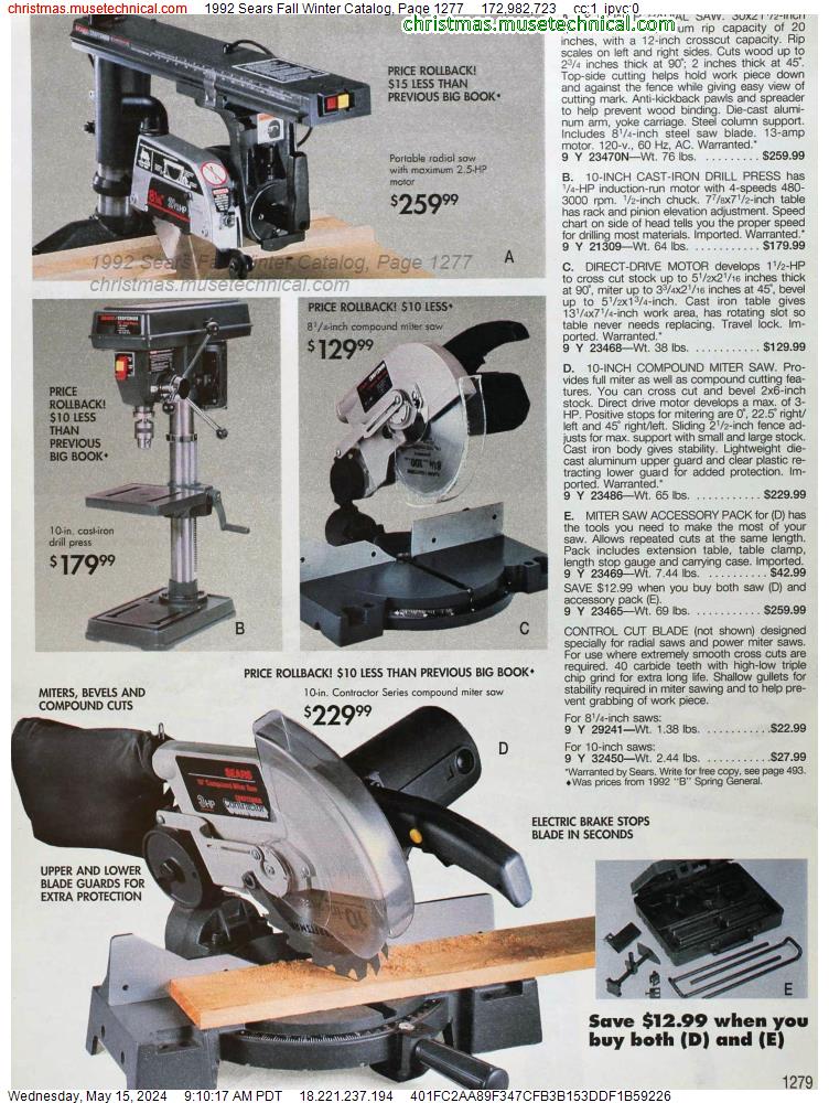 1992 Sears Fall Winter Catalog, Page 1277