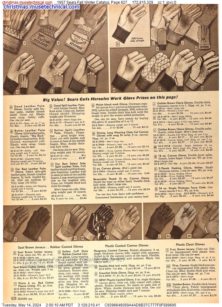1957 Sears Fall Winter Catalog, Page 627