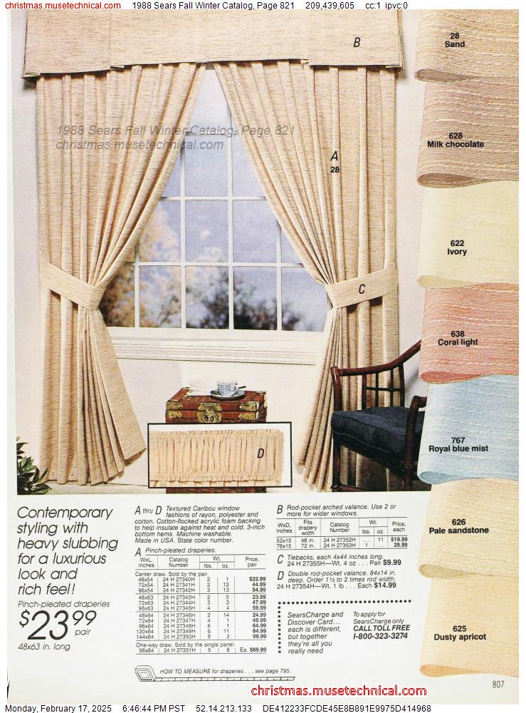 1988 Sears Fall Winter Catalog, Page 821