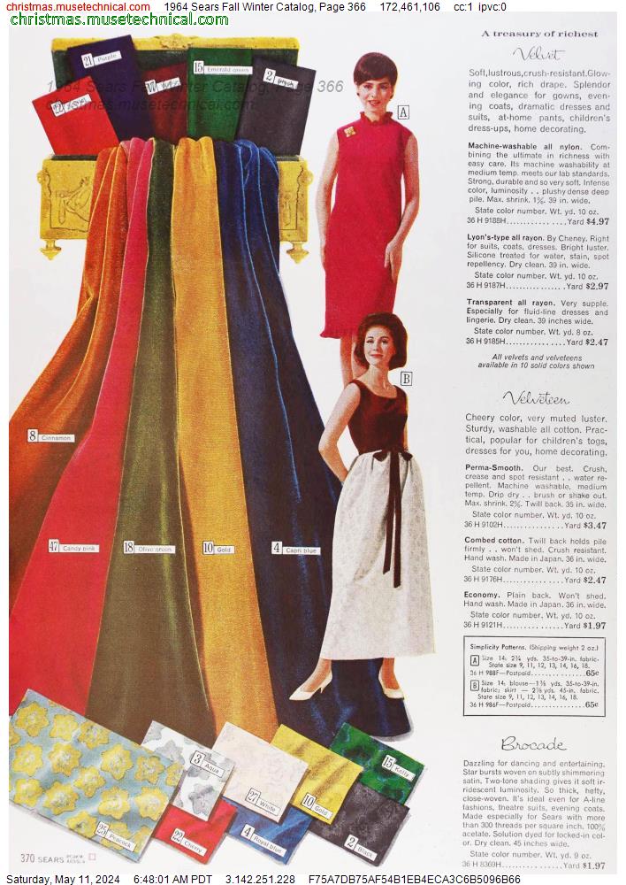 1964 Sears Fall Winter Catalog, Page 366